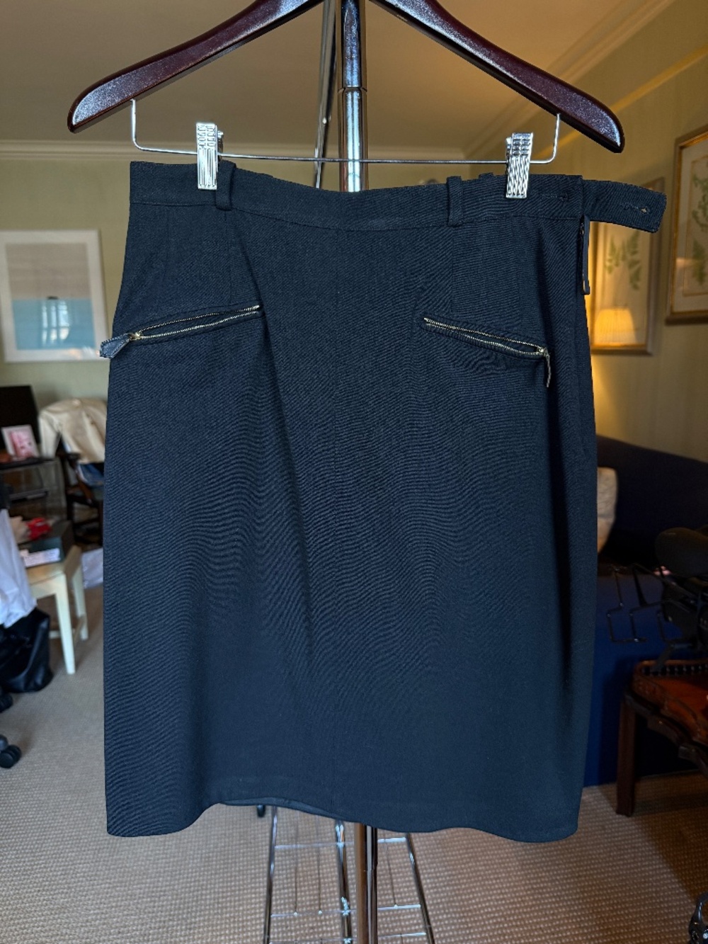 Vintage Hermes Wool Midi Skirt Size 42
